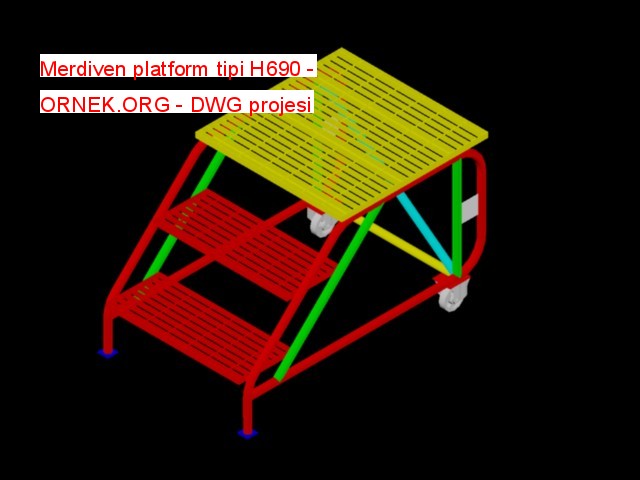 Merdiven platform tipi H690 Autocad Çizimi