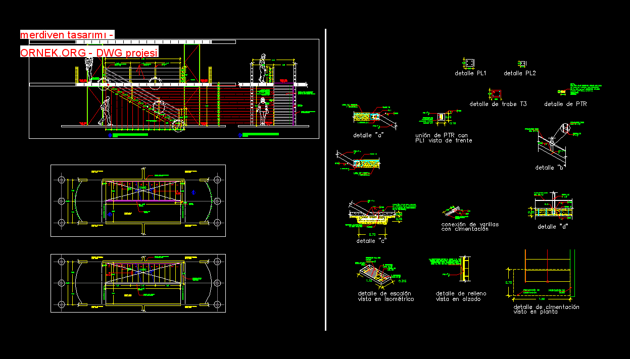 merdiven tasarımı Autocad Çizimi