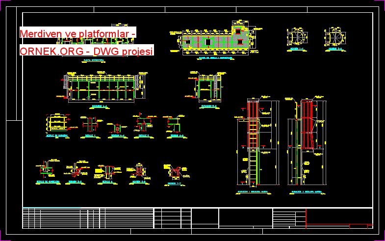Merdiven ve platformlar Autocad Çizimi