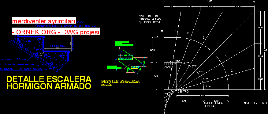 merdivenler ayrıntıları Autocad Çizimi