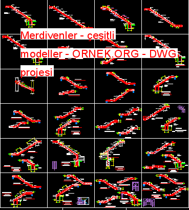 Merdivenler - çeşitli modeller Autocad Çizimi