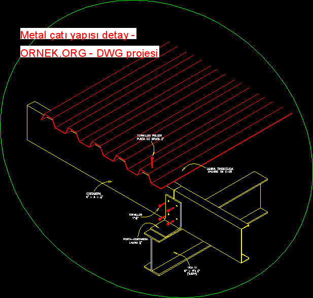 Metal çatı yapısı detay Autocad Çizimi