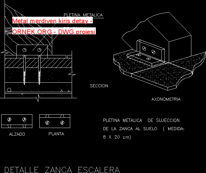 Metal merdiven kiriş detay Autocad Çizimi