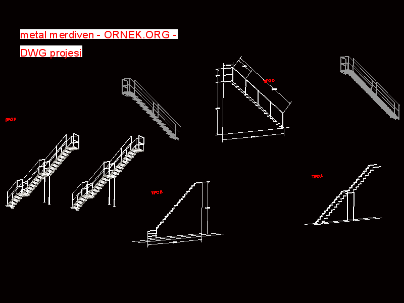 metal merdiven Autocad Çizimi
