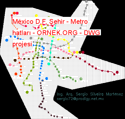 México D.F. Şehir - Metro hatları Autocad Çizimi
