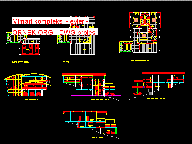Mimari kompleksi - evler Autocad Çizimi