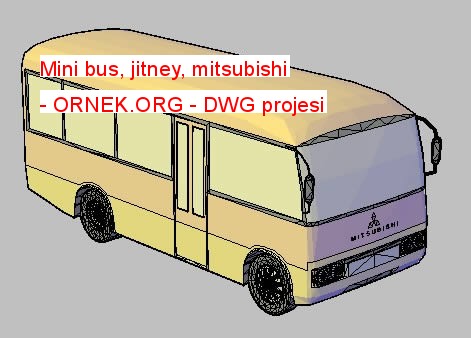 Mini bus, jitney, mitsubishi Autocad Çizimi