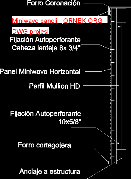 Miniwave paneli Autocad Çizimi