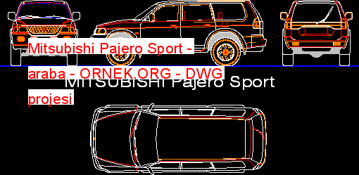 Mitsubishi Pajero Sport - araba Autocad Çizimi