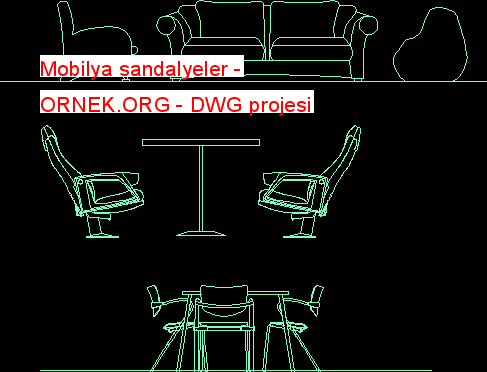 Mobilya sandalyeler Autocad Çizimi
