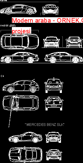 Modern araba Autocad Çizimi
