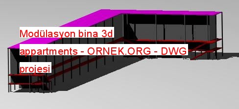 Modülasyon bina 3d appartments Autocad Çizimi