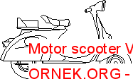 Motor scooter Vespa Autocad Çizimi