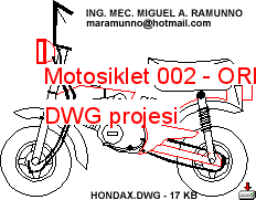 Motosiklet 002 Autocad Çizimi