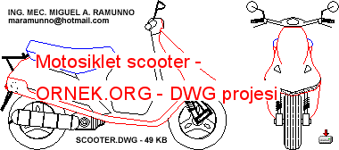 Motosiklet scooter Autocad Çizimi