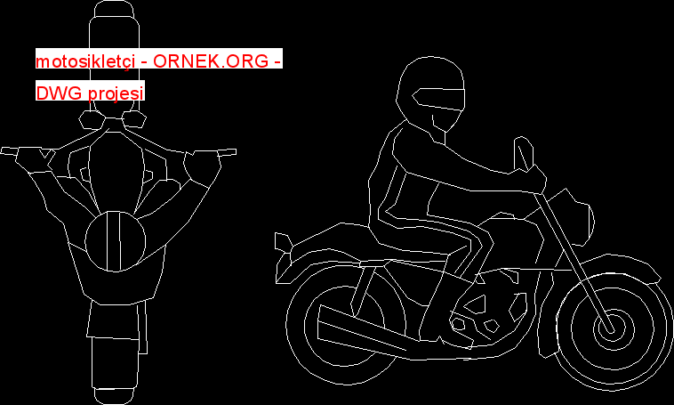 motosikletçi Autocad Çizimi