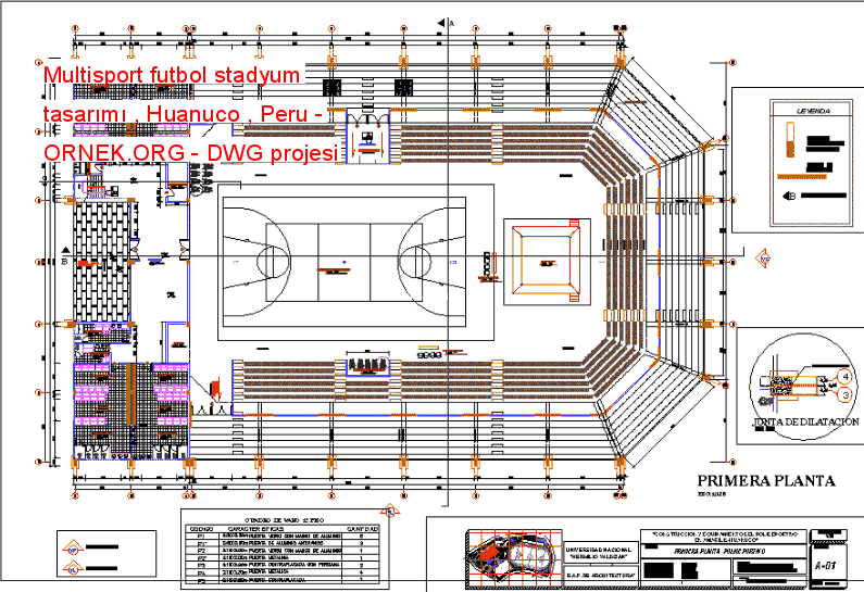 Multisport futbol stadyum tasarımı , Huanuco , Peru
