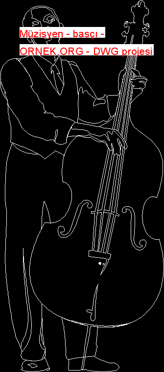 Müzisyen - basçı Autocad Çizimi