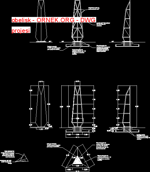 obelisk Autocad Çizimi