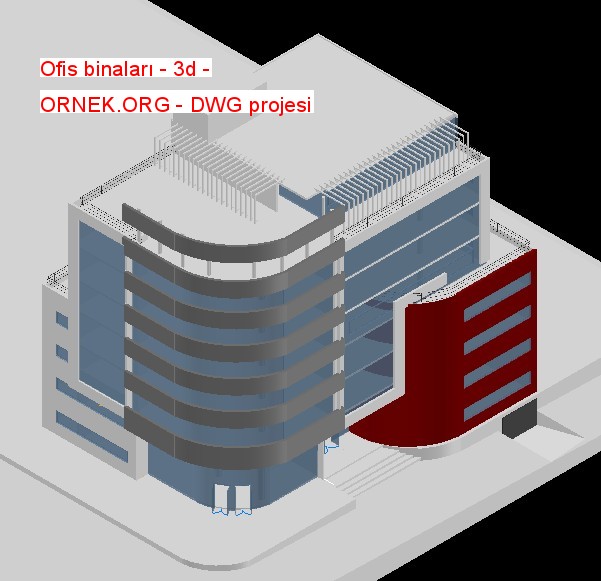Ofis binaları - 3d Autocad Çizimi