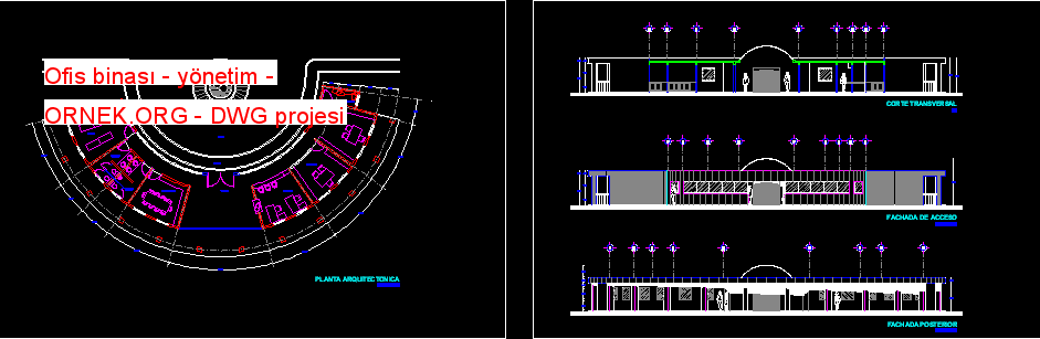 Ofis binası - yönetim Autocad Çizimi