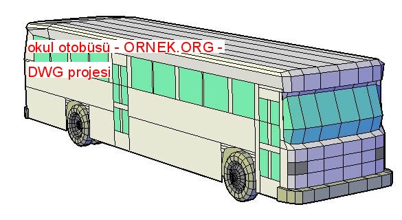 okul otobüsü Autocad Çizimi