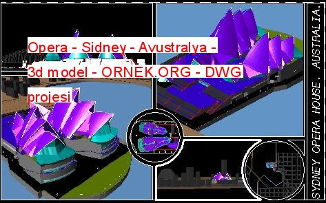 Opera - Sidney - Avustralya - 3d model Autocad Çizimi