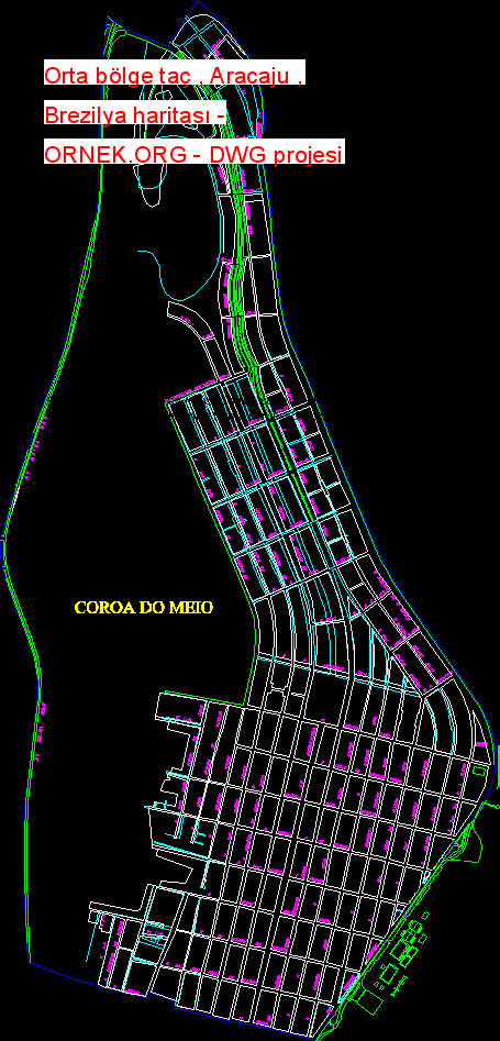Orta bölge taç , Aracaju , Brezilya haritası Autocad Çizimi