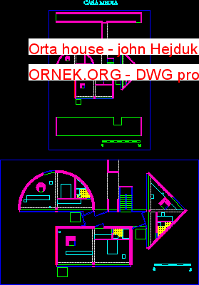 Orta house - john Hejduk Autocad Çizimi