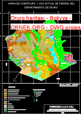 Oruro haritası - Bolivya Autocad Çizimi