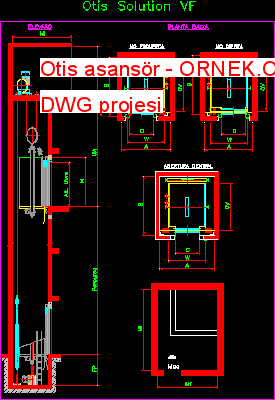 Otis asansör Autocad Çizimi