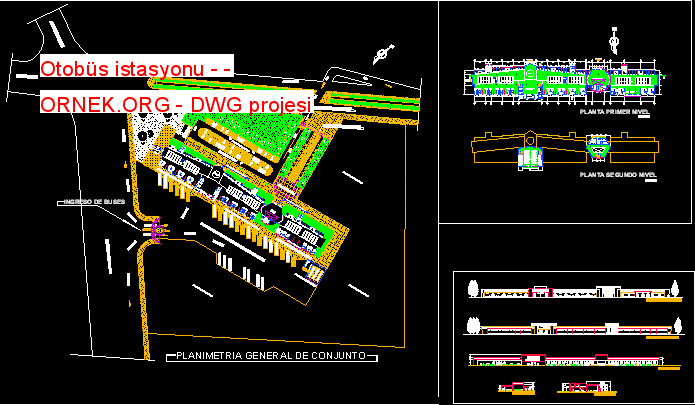 Otobüs istasyonu - Autocad Çizimi