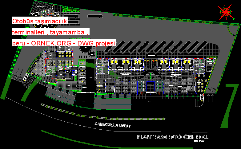 Otobüs taşımacılık terminalleri , tayamamba , peru Autocad Çizimi