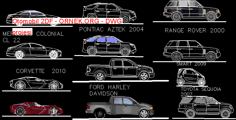 Otomobil 2DF Autocad Çizimi