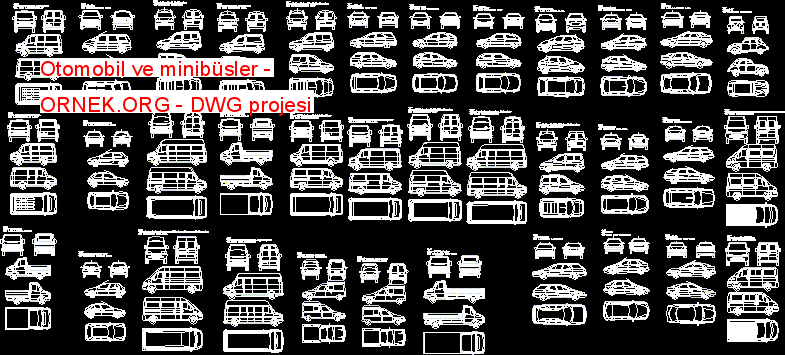 Otomobil ve minibüsler Autocad Çizimi