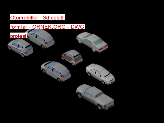 Otomobiller - 3d çeşitli formlar Autocad Çizimi