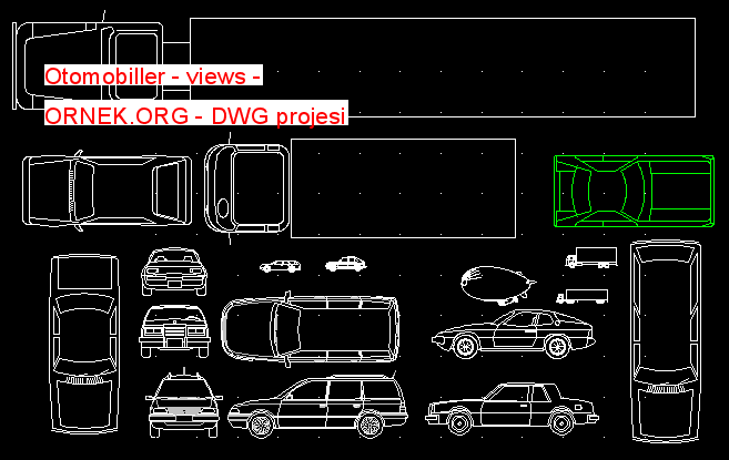Otomobiller - views Autocad Çizimi