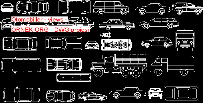 Otomobiller - views Autocad Çizimi