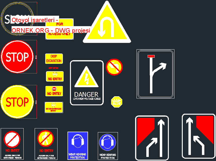 Otoyol işaretleri Autocad Çizimi
