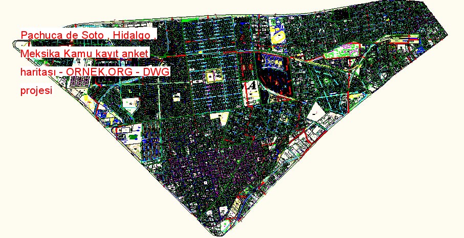 Pachuca de Soto , Hidalgo , Meksika Kamu kayıt anket haritası Autocad Çizimi