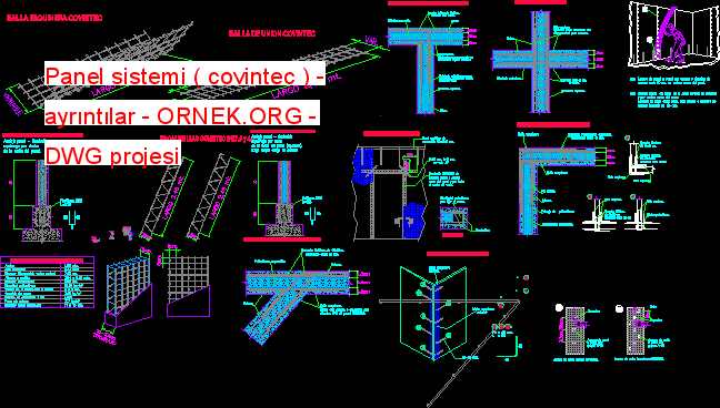 Panel sistemi ( covintec ) - ayrıntılar Autocad Çizimi