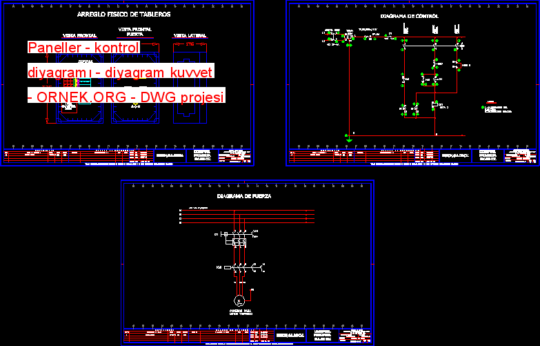 Paneller - kontrol diyagramı - diyagram kuvvet Autocad Çizimi