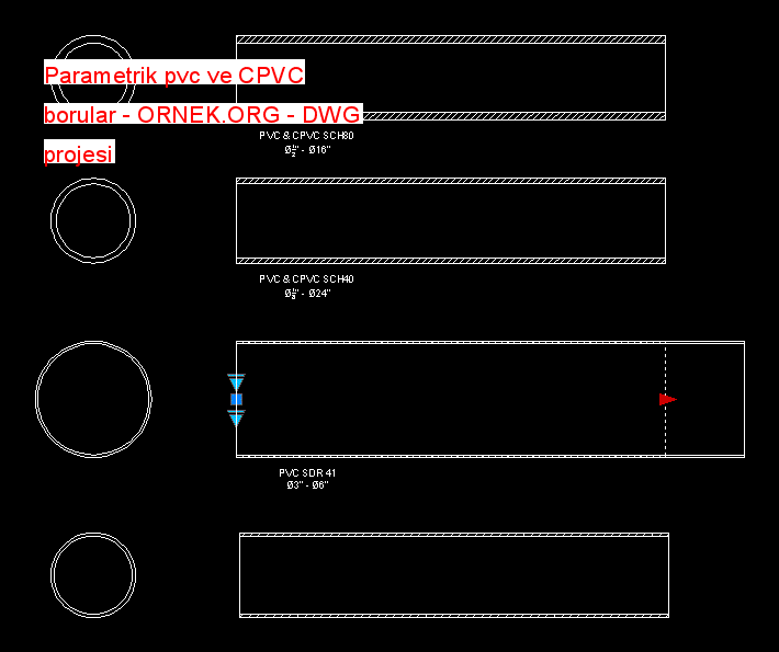 Parametrik pvc ve CPVC borular Autocad Çizimi