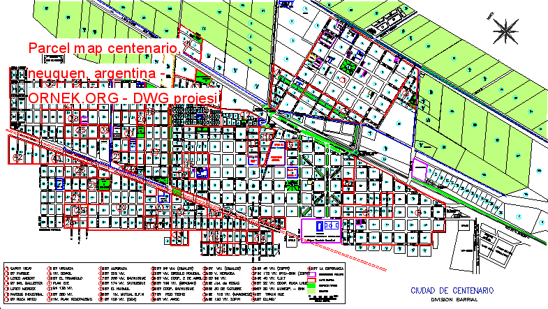 Parcel map centenario, neuquen, argentina Autocad Çizimi