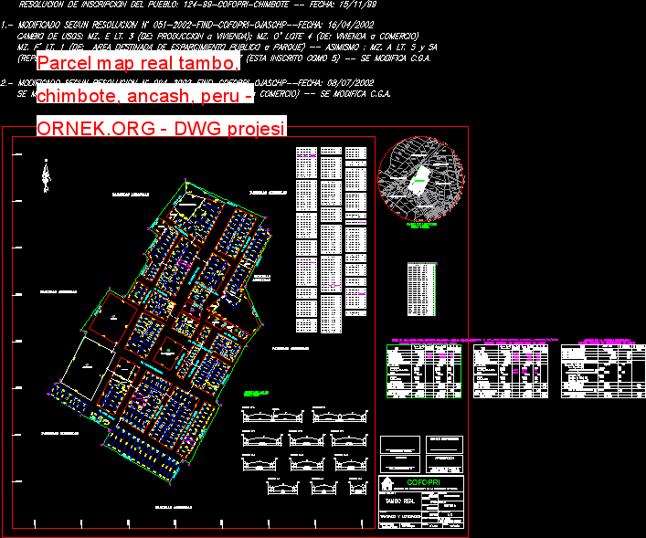 Parcel map real tambo, chimbote, ancash, peru Autocad Çizimi