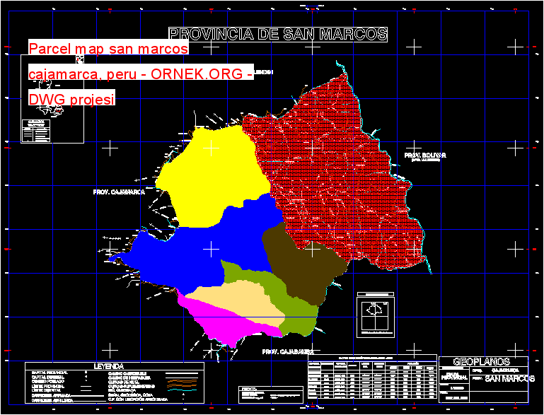 Parcel map san marcos cajamarca, peru Autocad Çizimi