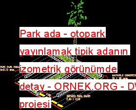 Park ada - otopark yayınlamak tipik adanın izometrik görünümde detay