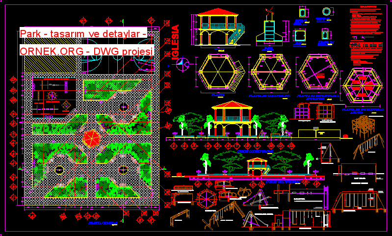 Park - tasarım ve detaylar Autocad Çizimi