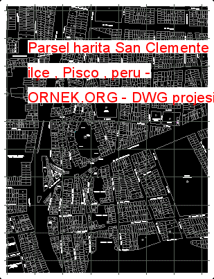 Parsel harita San Clemente ilçe , Pisco , peru Autocad Çizimi