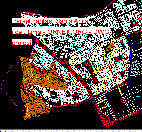 Parsel haritası Santa Anita ilçe , Lima Autocad Çizimi